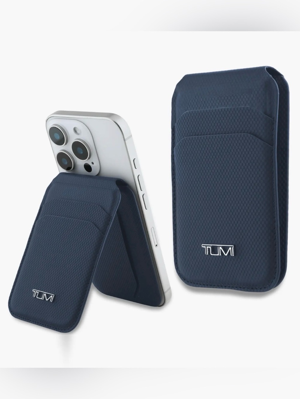 NIB Tumi Apple iPhone MAGNETIC CARD HOLDER with STAND - MATTE TEXTURED NAVY
